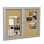 Ghent 4' H x 5' W Enclosed Natural Cork Bulletin Board with Satin Frame, 2 Door (PA24860K)~#|#~sp17740639_sc7