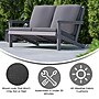 Flash Furniture Charlestown Adirondack Style Patio Loveseat with Cushions, Gray/Gray (JJC14022GY)~#|#~sp190530602_sc7