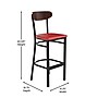 Flash Furniture Wright Transitional Steel Boomerang Back Barstool, Black/Walnut/Red (XUDG6V6RDVWAL)~#|#~sp191790211_sc7