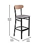 Flash Furniture Wright Transitional Steel Boomerang Back Barstool, Black/Natural Birch/Gray (XUDG6V6GYVNAT)~#|#~sp191790335_sc7