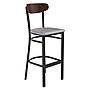 Flash Furniture Wright Transitional Steel Boomerang Back Barstool, Black/Walnut/Gray (XUDG6V6GYVWAL)~#|#~sp191790518_sc7
