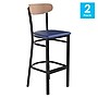 Flash Furniture Wright Transitional Metal Boomerang Back Commercial Barstools, Black/Birch/Blue, 2-Pieces/Pack (2XUDG6V6BLVNAT)~#|#~sp191791396_sc7