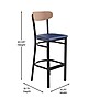 Flash Furniture Wright Transitional Metal Boomerang Back Commercial Barstools, Black/Birch/Blue, 2-Pieces/Pack (2XUDG6V6BLVNAT)~#|#~sp191791402_sc7