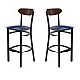 Flash Furniture Wright Transitional Metal Boomerang Back Commercial Barstools, Black/Walnut/Blue, 2-Pieces/Pack (2XUDG6V6BLVWAL)~#|#~sp191791495_sc7