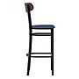 Flash Furniture Wright Transitional Metal Boomerang Back Commercial Barstools, Black/Walnut/Blue, 2-Pieces/Pack (2XUDG6V6BLVWAL)~#|#~sp191791512_sc7