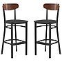 Flash Furniture Wright Transitional Metal Boomerang Back Commercial Barstools, Black/Walnut, 2-Pieces/Pack (2XUDG6V6BVWAL)~#|#~sp191793911_sc7