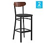Flash Furniture Wright Transitional Metal Boomerang Back Commercial Barstools, Black/Walnut, 2-Pieces/Pack (2XUDG6V6BVWAL)~#|#~sp191793916_sc7