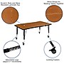 Flash Furniture Wren Rectangular Wave Mobile Activity Table, 28" x 47.5", Height Adjustable, Oak (XUA3048CONOKTPC)~#|#~sp192322904_sc7