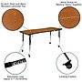 Flash Furniture Wren Rectangular Wave Mobile Activity Table, 26" x 60", Height Adjustable, Oak (XUA3060CONOKTAC)~#|#~sp192323139_sc7