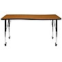 Flash Furniture Wren Rectangular Wave Mobile Activity Table, 26" x 60", Height Adjustable, Oak (XUA3060CONOKTAC)~#|#~sp192323143_sc7