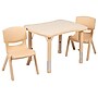 Flash Furniture Emmy Rectangular Activity Table Set, 21.875" x 26.625", Height Adjustable, Natural (YU09832RECTBLNA)~#|#~sp192323459_sc7