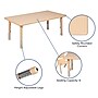 Flash Furniture Emmy Rectangular Activity Table Set, 24" x 48", Height Adjustable, Natural (YCX13RECTBLNAR)~#|#~sp192323661_sc7