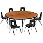 Flash Furniture Emmy 60" Round Activity Table Set, Height Adjustable, Oak/Black (XUG14CHA60HCOTP)~#|#~sp192323827_sc7