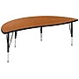 Flash Furniture Emmy 60" Round Activity Table Set, Height Adjustable, Oak/Black (XUG14CHA60HCOTP)~#|#~sp192324137_sc7