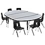 Flash Furniture Emmy Oval Wave Activity Table Set, 47.5" x 76", Height Adjustable, Grey/Black (XUG14C304C48GTP)~#|#~sp192326017_sc7