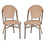Flash Furniture Lourdes Contemporary Aluminum and PE Rattan Bistro Stacking Chairs, White/Natural, Set of 2 (2SDA6421FNTWHLT)~#|#~sp195726547_sc7