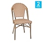 Flash Furniture Lourdes Contemporary Aluminum and PE Rattan Bistro Stacking Chairs, White/Natural, Set of 2 (2SDA6421FNTWHLT)~#|#~sp195726552_sc7