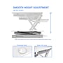 Rocelco 40"W Adjustable Standing Desk Converter, White (R DADRW-40)~#|#~sp206052408_sc7