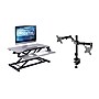 Rocelco 31.5"W Adjustable Standing Desk Converter with Dual Monitor Mount, Gray (R VADRG-DM2)~#|#~sp206052669_sc7