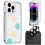 SaharaCase iPhone 14 Pro Max Bundle: Polkadot Hybrid-Flex Hard Shell Case, Tempered Glass Screen + Camera Protector, Multicolor~#|#~sp220087570_sc7