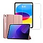 SaharaCase Apple 10.9" iPad (10th Gen 2022) Protection Bundle, AirShield Folio Case with Tempered Glass Screen, Rose Gold~#|#~sp220088608_sc7