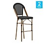 Flash Furniture Marseille Contemporary Textilene Full Back French Bistro Barstools, Black/Bamboo, 2/Pack (2SDAD642107BSBK)~#|#~sp225452637_sc7