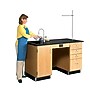 Diversified Woodcrafts 5' Rectangular Instructor's Desk, Sink on Right Side, Black /Oak Wood Base (1214K-R)~#|#~sp22751872_sc7
