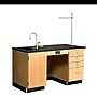 Diversified Woodcrafts 5' Rectangular Instructor's Desk, Sink on Right Side, Black /Oak Wood Base (1214K-R)~#|#~sp22752010_sc7