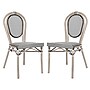 Flash Furniture Marseille Indoor/Outdoor French Bistro Stacking Chair, Black/White/Light Natural, 2/Pack (2SDA6422STXTBWL)~#|#~sp238254988_sc7
