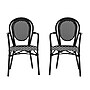 Flash Furniture Lourdes Indoor/Outdoor French Bistro Stack Chair with Arms, Black/White, 2/Pack (2SDA6422ABKWBK)~#|#~sp238256504_sc7