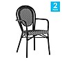 Flash Furniture Lourdes Indoor/Outdoor French Bistro Stack Chair with Arms, Black/White, 2/Pack (2SDA6422ABKWBK)~#|#~sp238256536_sc7