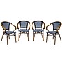 Flash Furniture Bordeaux Indoor/Outdoor French Bistro Stacking Chair with Arms, Navy/White/Natural, 4/Pack (4SDAS642142NVWN)~#|#~sp238257665_sc7
