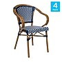 Flash Furniture Bordeaux Indoor/Outdoor French Bistro Stacking Chair with Arms, Navy/White/Natural, 4/Pack (4SDAS642142NVWN)~#|#~sp238257674_sc7
