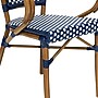 Flash Furniture Bordeaux Indoor/Outdoor French Bistro Stacking Chair with Arms, Navy/White/Natural, 4/Pack (4SDAS642142NVWN)~#|#~sp238257679_sc7