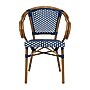 Flash Furniture Bordeaux Indoor/Outdoor French Bistro Stacking Chair with Arms, Navy/White/Natural, 4/Pack (4SDAS642142NVWN)~#|#~sp238257681_sc7