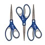 Westcott 8" Stainless Steel Scissors, Pointed Tip, Blue/Gray, 3/Pack (ACM17837)~#|#~sp257226136_sc7