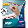 Avery Index Maker Plastic Dividers with Print & Apply Label Sheets, 8 Tabs, Multicolor, 5 Sets/Pack (AVE12433)~#|#~sp30784510_sc7