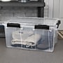 Sterilite 80 Quart Gasket Box with Lid, Plastic, Clear/Black, 4/Carton (39389004)~#|#~sp309495597_sc7