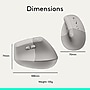 Logitech Lift Wireless Ergonomic Optical Mouse, Sand (910-007663)~#|#~sp315147298_sc7