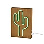Simplee Adesso LED Wood Framed Neon Cactus Table/Wall Lamp, 9"H, Brown/Multi-Color (SL3721-12)~#|#~sp318931612_sc7