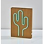 Simplee Adesso LED Wood Framed Neon Cactus Table/Wall Lamp, 9"H, Brown/Multi-Color (SL3721-12)~#|#~sp318931616_sc7
