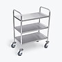 Luxor Utility Cart 3-Shelf Laminate/Steel Mobile Utility Cart with Lockable Wheels, Stainless Steel (L100S3)~#|#~sp320371589_sc7