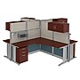 Regency Instant Office 63"H x 258"W 4 Person L-Shaped Cubicle Panel Workstation with Storage, Hansen Cherry (IO007HC)~#|#~sp322489643_sc7
