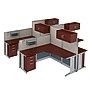 Regency Instant Office 63"H x 258"W 4 Person L-Shaped Cubicle Panel Workstation with Storage, Hansen Cherry (IO007HC)~#|#~sp322489644_sc7
