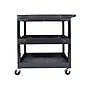 Luxor 3-Shelf Plastic/Poly Mobile Utility Cart with Swivel Wheels, Black (EC111-B)~#|#~sp40797821_sc7