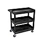 Luxor 3-Shelf Plastic/Poly Mobile Utility Cart with Swivel Wheels, Black (EC111-B)~#|#~sp40797822_sc7