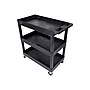 Luxor 3-Shelf Plastic/Poly Mobile Utility Cart with Swivel Wheels, Black (EC111-B)~#|#~sp40797824_sc7