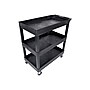 Luxor 3-Shelf Plastic/Poly Mobile Utility Cart with Swivel Wheels, Black (EC111-B)~#|#~sp40797825_sc7