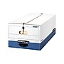 Bankers Box Heavy-Duty Corrugated File Storage Boxes, String & Button, Legal Size, White/Blue, 12/Carton (00012)~#|#~sp40798027_sc7