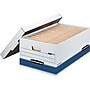 Bankers Box Medium-Duty FastFold Corrugated File Storage Boxes, 24" Lift-Off Lid, Legal Size, White/Blue, 12/Carton (00702)~#|#~sp42127153_sc7
